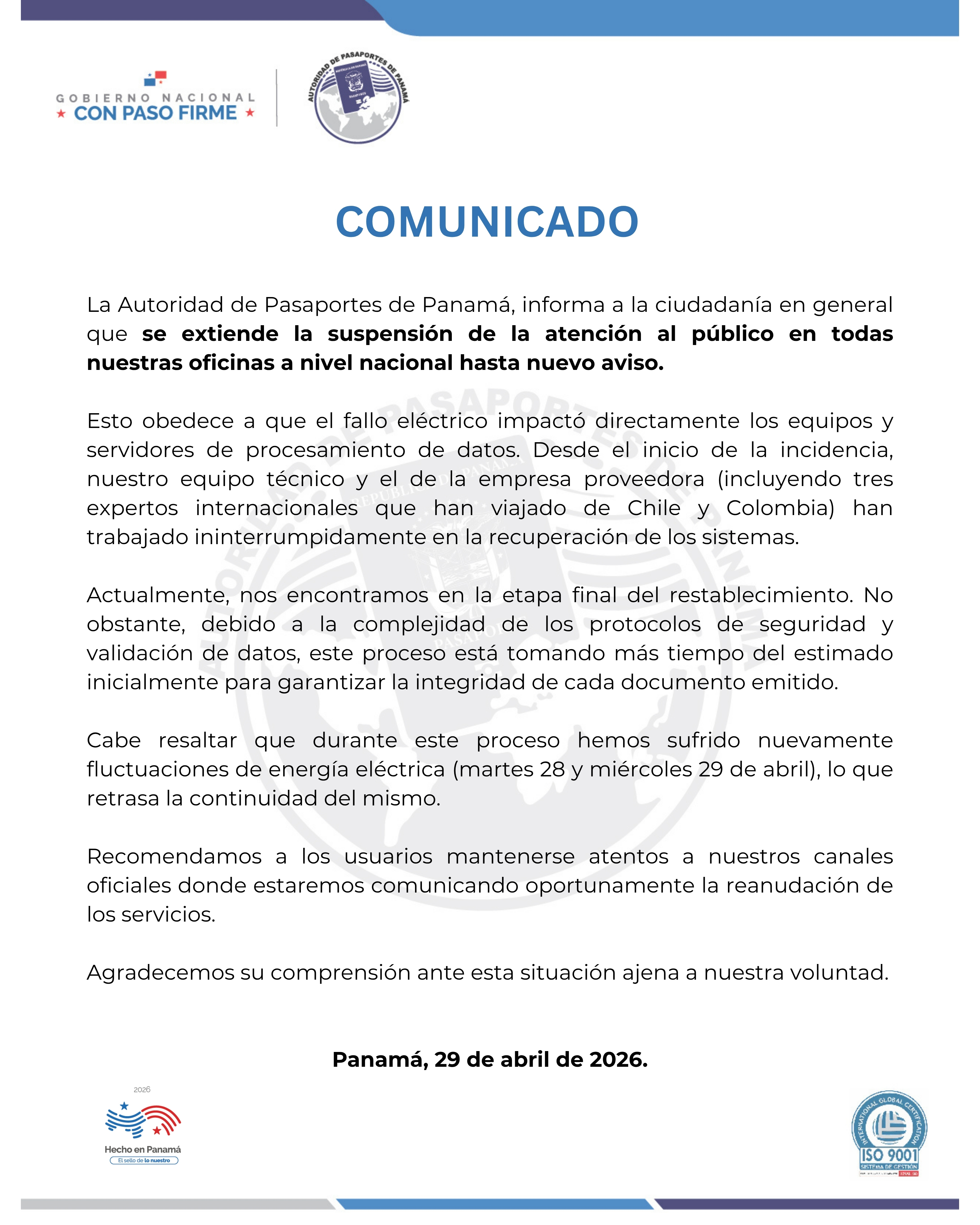 COMUNICADO